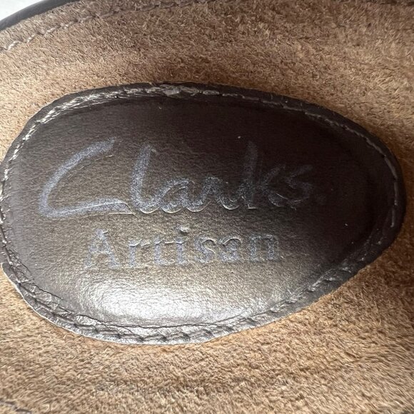 Clarks Artisan Lucena Pewter Leather Strappy‎ 1.5” Wedge Sandals 10M - Picture 8 of 9